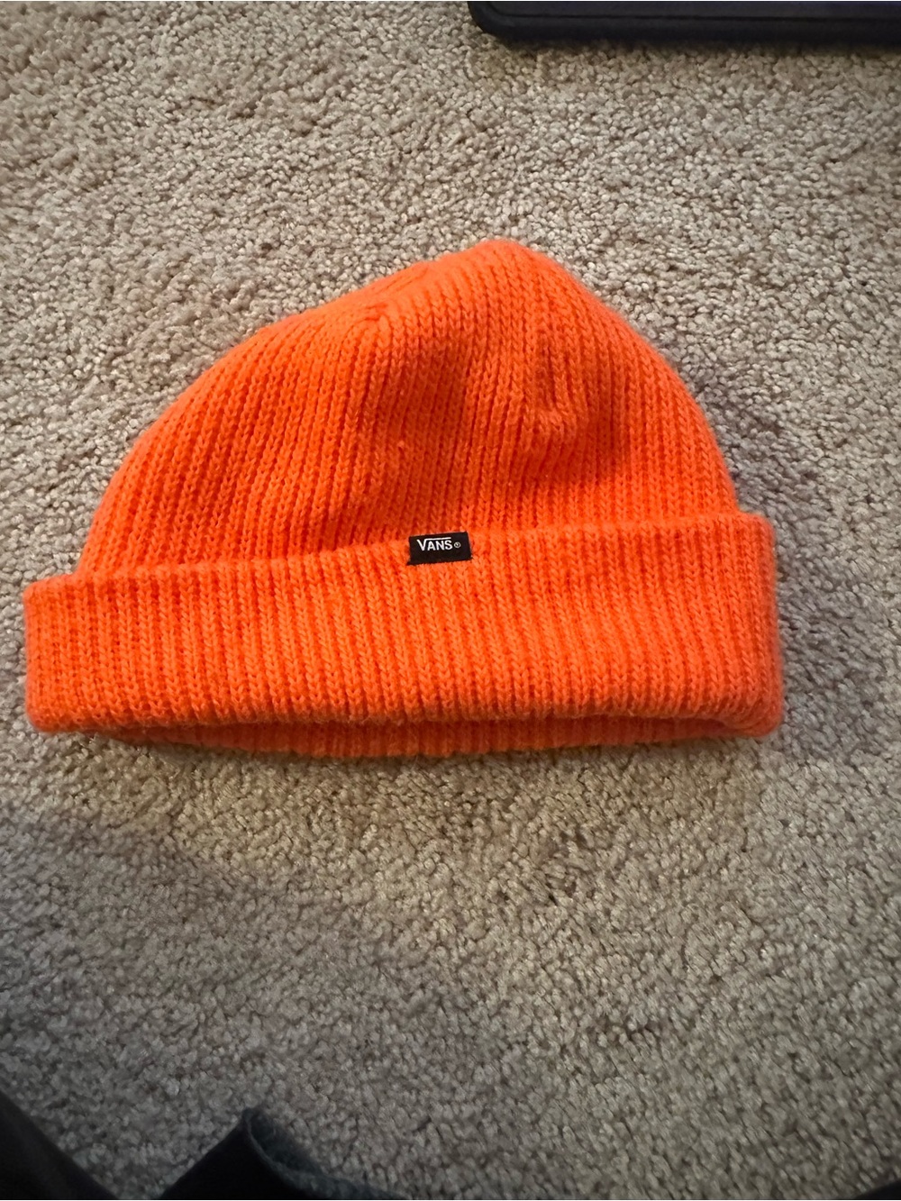 Vans Bright Orange Ribbed Knit Beanie